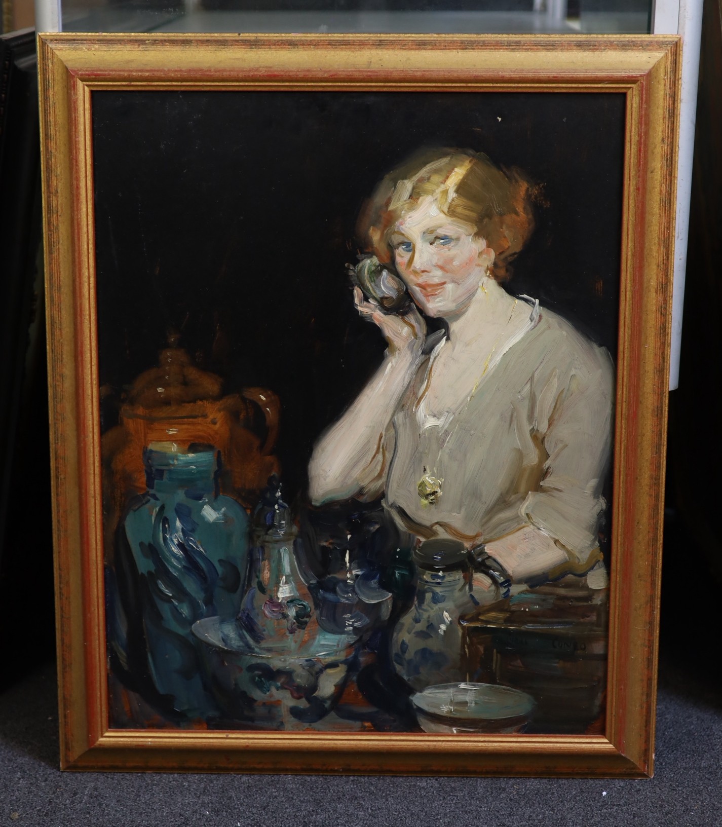 Cyrus Cincinnatto Cuneo (1879-1916) Portrait of the artist's wife, mother of Terence Cuneo 23.5 x 18.5in.